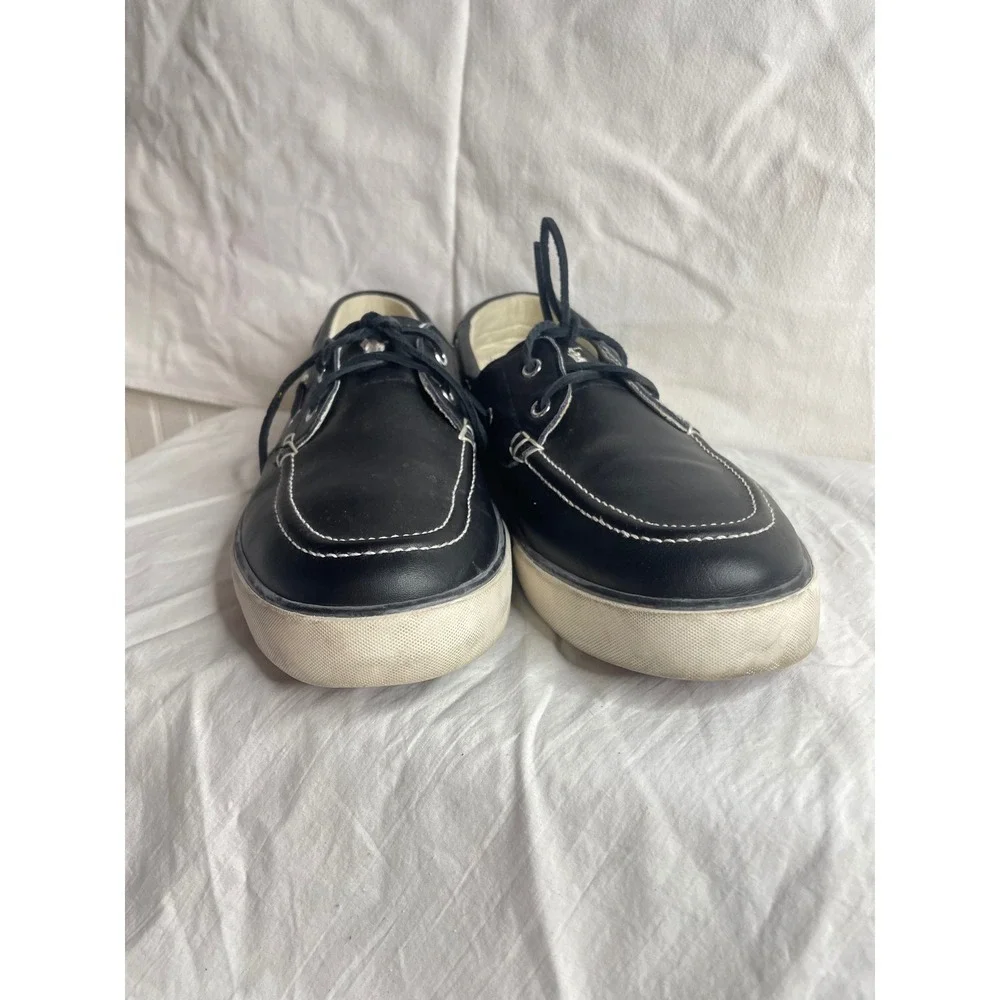 Polo Ralph Lauren Sander Black Leather Boat Shoes Mens Size 12D